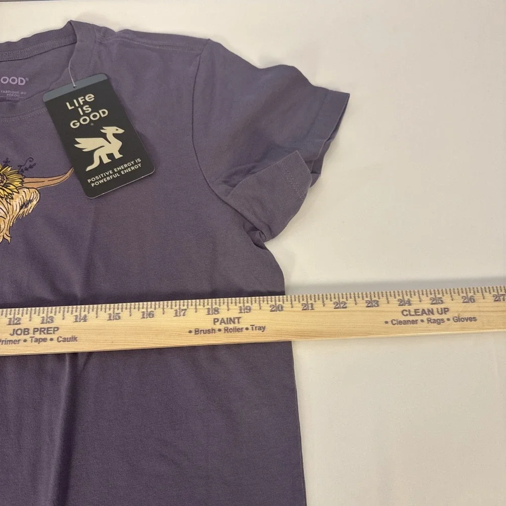 Life is Good. Womens Highland Cow OK Short Sleeve Crusher Tee, Purple Large - Picture 5 of 6